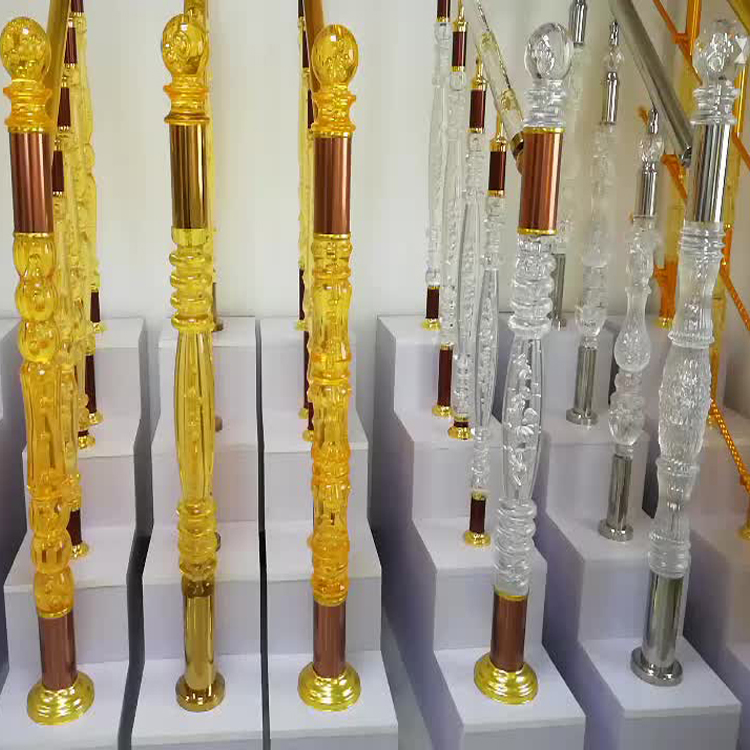 Indoor Stairs Acrylic Crystal Baluster Handrail Acrylic Pillars Posts Staircase and Balcony Railing