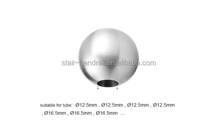 Balustrade Handrail Solid Inox Round Ball Fittings Stainless Steel Staircase Handrail Post Tube End Cap