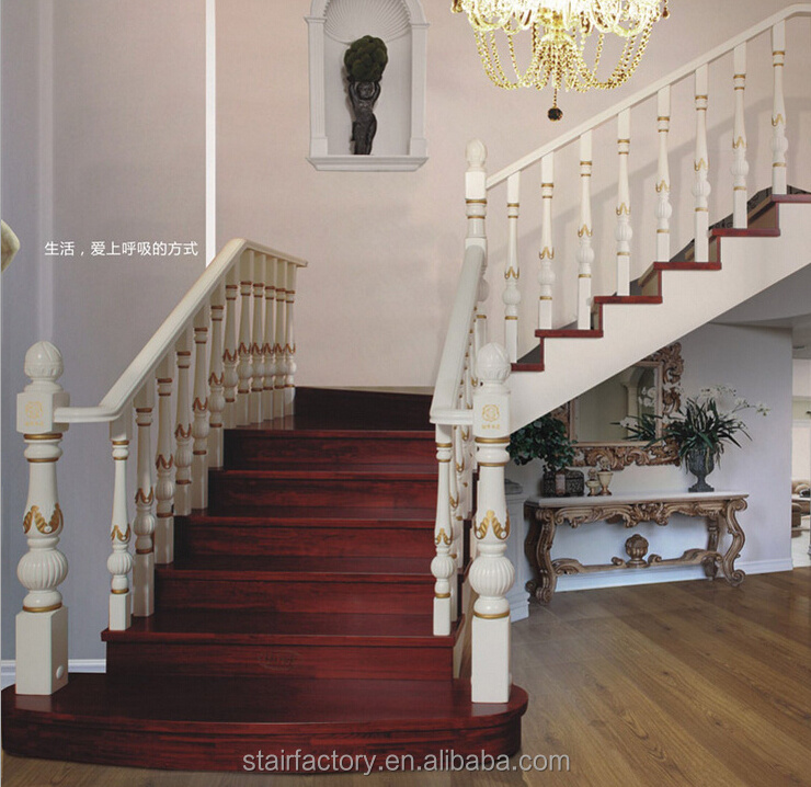 European fashion wooden staircase, beech, oak staircase, solid wood treads, wood railings, TS-206