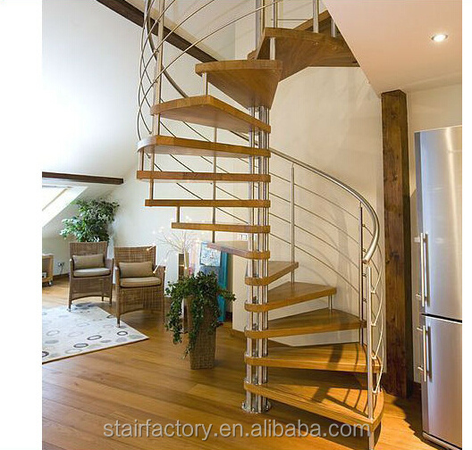 Modern used spiral staircase Used indoor steel-wood stairs Used indoor attic spiral staircase TS-86