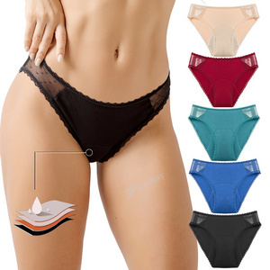 Wholesale 4 Layers Lace Bragas Menstruales Women Incontinence Underwear Bikini Bamboo Period Pants Menstrual Panties For Women