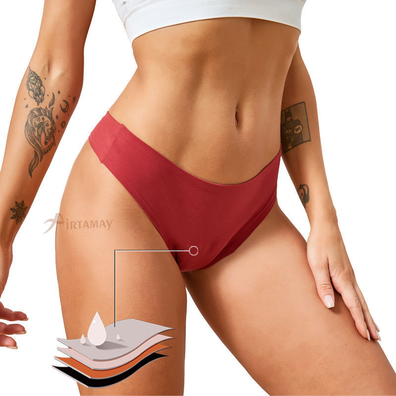 Airtmary 4 Layers Seamless Physiological Hygiene Cycle Tanga Culotte Menstruelle Tongs Menstrual Period Underwear Thong Panties