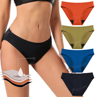 Airtamay 4 Layers Leakproof Menstrual Panties Girls Period Underwear Period Panties Swimwear Bikini Bottom For Women