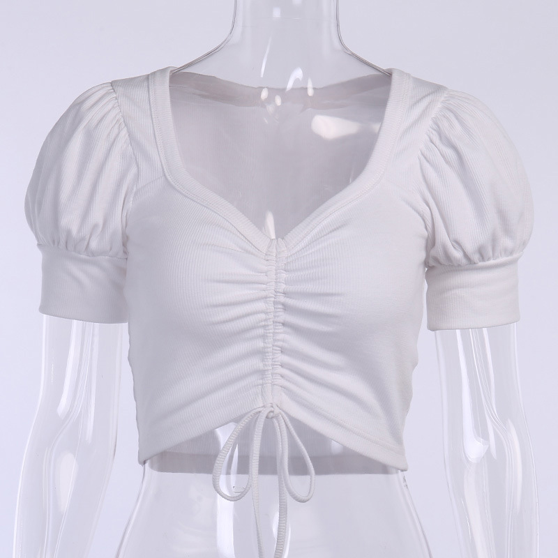 Women Blouse Summer Fashion Ruched Ladies Blouses And Tops Sexy Crop Tops