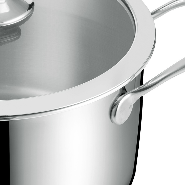 Hot Selling 340 Stainless Steel Cookware Non Stick Cooking Pan 3 Ply Stainless Steel Saucepan