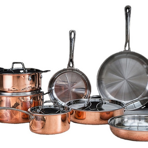 Top Quality Copper Stainless Steel Casserole Cooking Hot Pot Saucepan Kitchen Set Cookware Frying Pan Pots