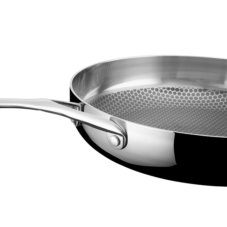 Factory Price 3ply Stainless Steel Casserole Sauce Pans Honeycomb Nonstick Frying Pan Cookware