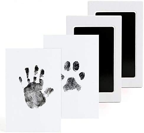 Baby Inkless Handprint and Footprint Kit with Ink Pads and 2 Imprint Cards for Family Keepsake Decoration Baby Shower Gift