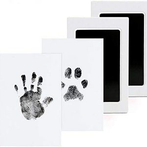 Baby Inkless Handprint and Footprint Kit with Ink Pads and 2 Imprint Cards for Family Keepsake Decoration Baby Shower Gift