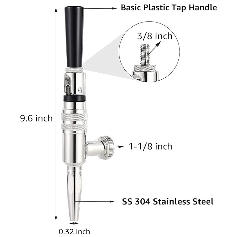 Stout Beer Coffee Faucet, 304 Stainless Steel Beer Tap N2 Keg Draft Faucet, Homebrew Cold Brew Beer Tower Tap PVD