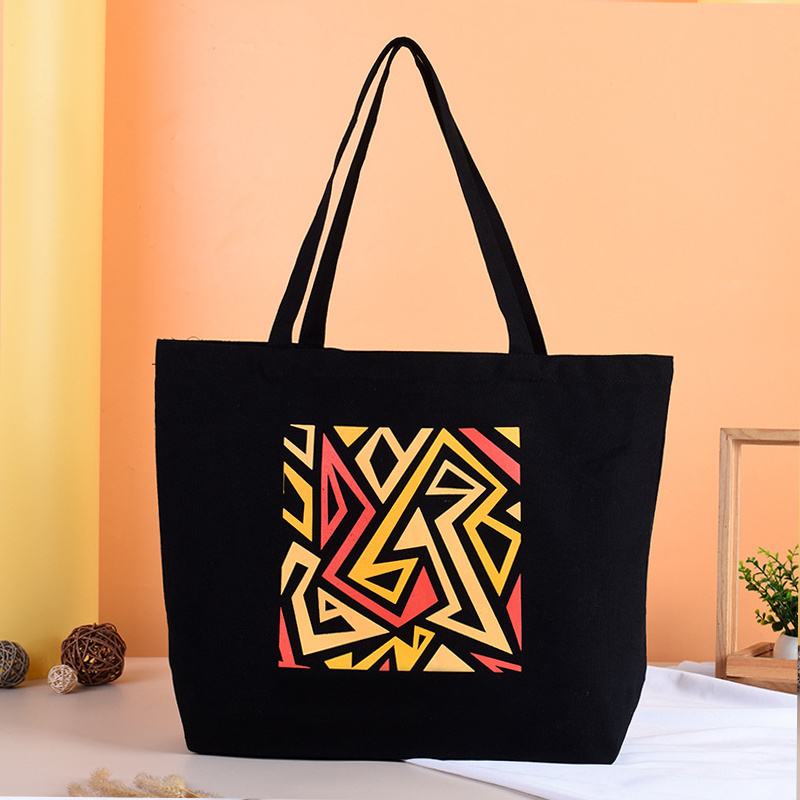 Quality Canvas Cotton Tote Shopping Bag Calico Shopper Bags With Logo Printed Custom Printed Tote Bag With Zipper