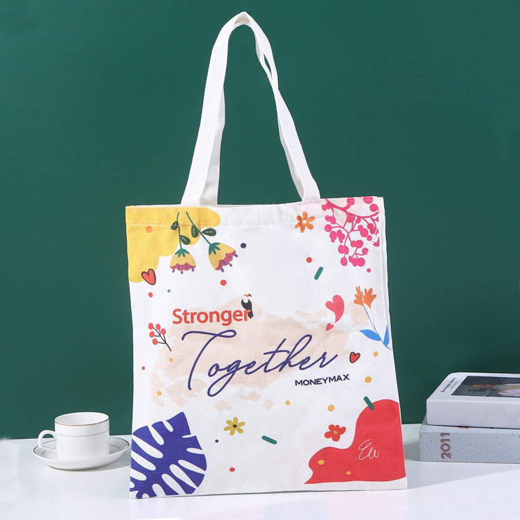 Quality Canvas Cotton Tote Shopping Bag Calico Shopper Bags With Logo Printed Custom Printed Tote Bag With Zipper