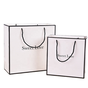 Custom print logo Recyclable gift bag luxury clothes retail shopping carry clothing store packaging paper bags