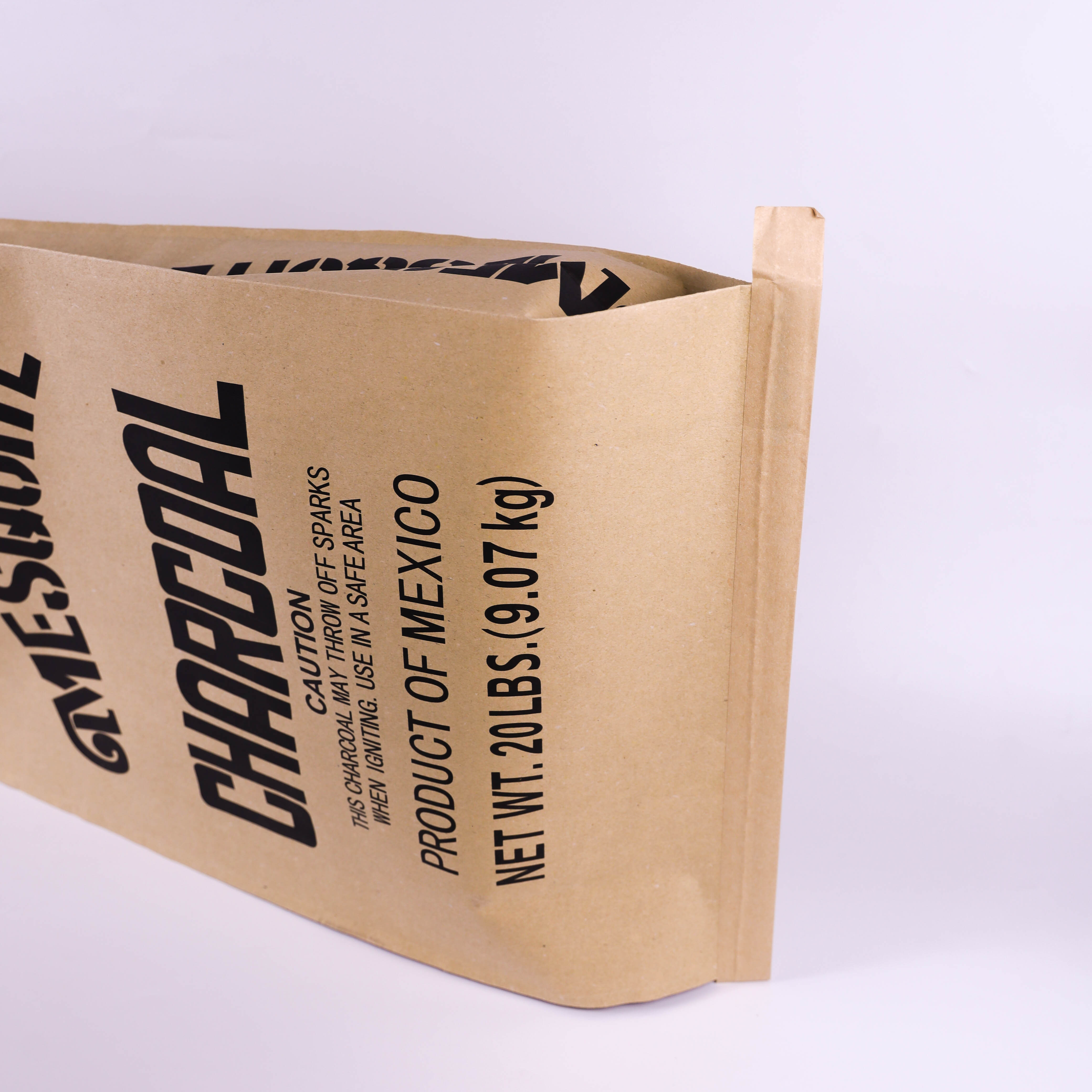 Recyclable Best Seller 3 ply brown kraft paper bags charcoal brown paper Coal Briquette bags