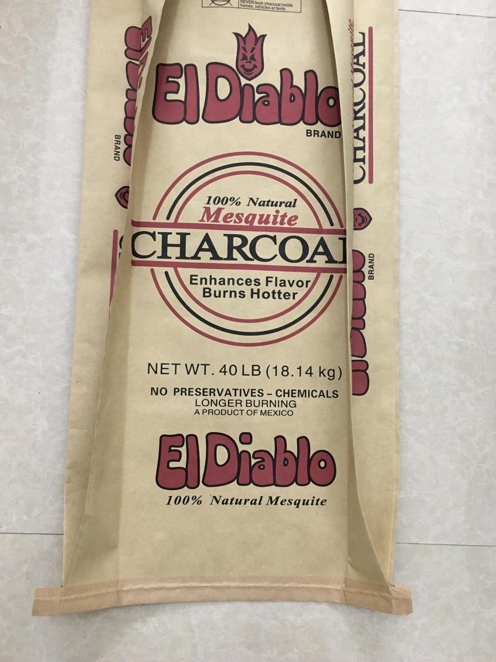 Sacs En Papier Kraft Pour Charbon De Bois 10kg Kraft Paper Agriculture Heat Seal Standard Kraft Paper Bags for Charcoal Open