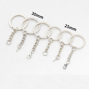 Wholesale Gold Nickel Plating Metal Keychain Split Key Ring With Chain DIY Hardware Accessories Key Chain  Keyrings