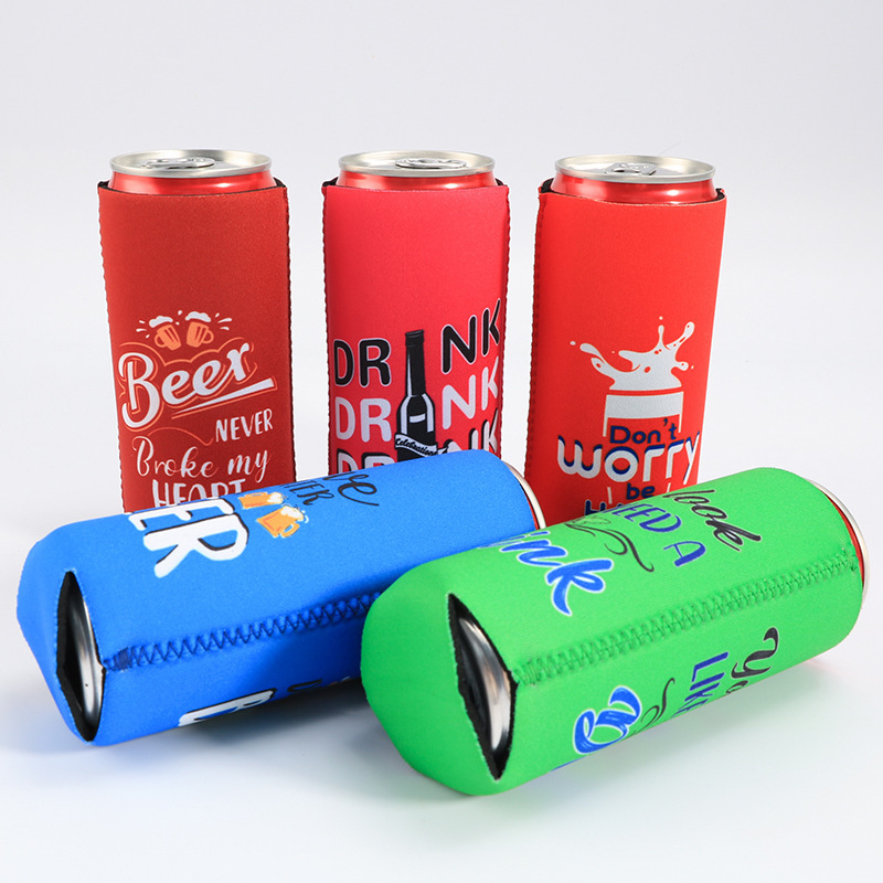 Custom Logo Slim Neoprene Can Cooler Bottle Wine Drink Cooler Sublimation Beer Can Coolers Wholesale