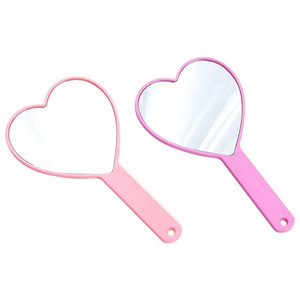 Handheld Pocket Makeup Mirror Vintage Personalized Portable Mini Pink Heart Hand Held Vanity Mirror With Logo Custom