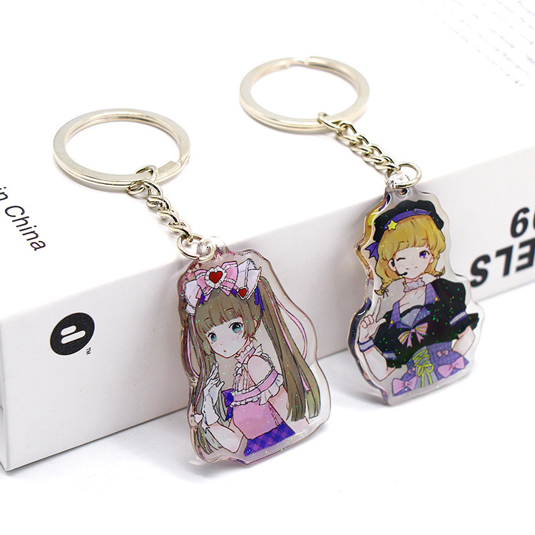 March Expo Custom Printed Acrylic Charms Glitter Plastic Charm Laser Cut Clear Acrylic Keychain Hologram Acrylic Keychain