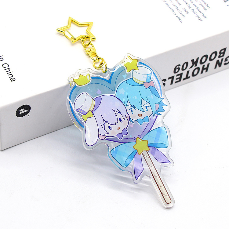 Trending Letter Pencil Charm Round Tassel Resin Epoxy Make Your Own Anime Glitter Hologram Keychain Custom Acrylic Charm