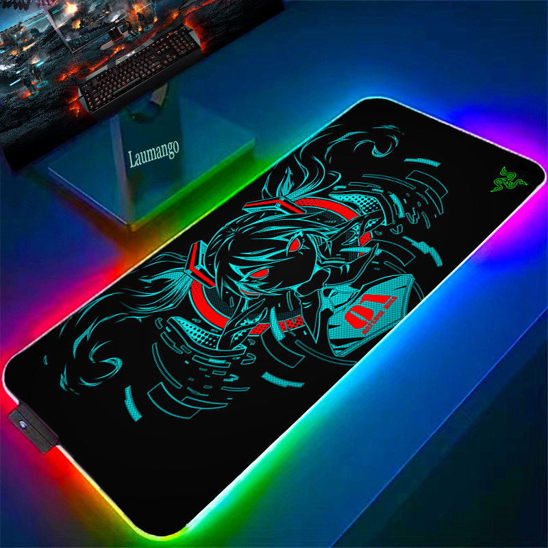 Led Mouse Pad Gaming GRB Cute Anime Wholesale Sublimation Customised Mouse Pad PVC Blank Mouse Pads