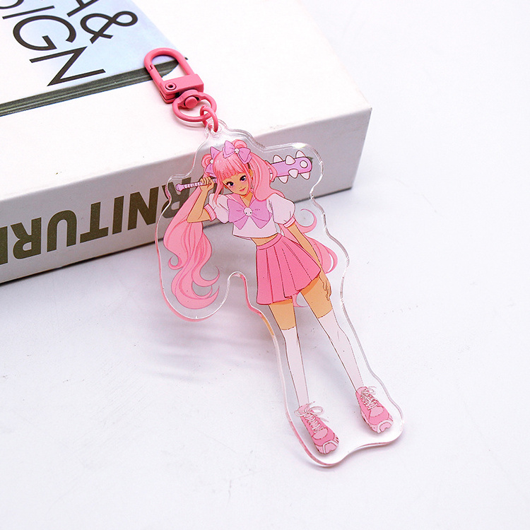 March Expo Custom Printed Acrylic Charms Glitter Plastic Charm Laser Cut Clear Acrylic Keychain Hologram Acrylic Keychain