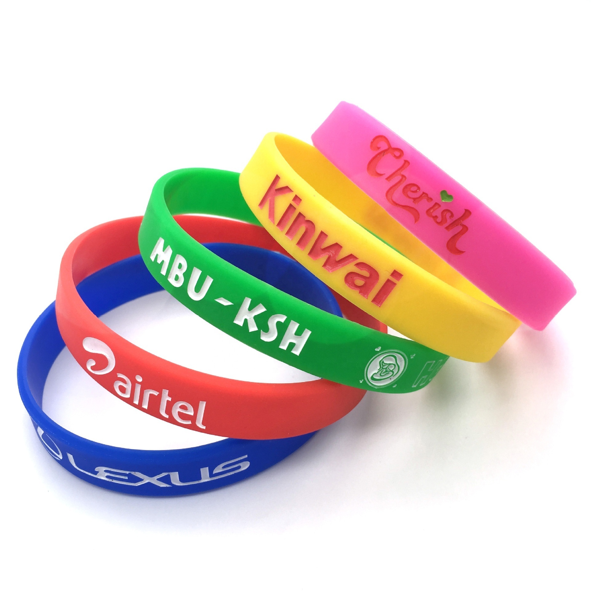 Personalized Thin Rubber Glow In Dark Custom Logo Bangle Wrist Band Wristband Silicone En  Bracelet For Man Baby