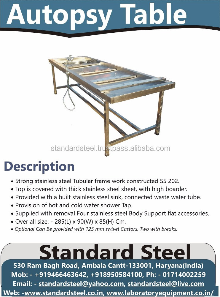 Stainless Steel Autopsy Postmortem Table Mortuary Corpse Dissection Table Postmortem Morgue Dissecting table