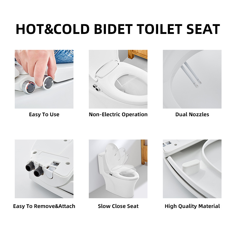 Non-electric V Shape  Hot and cold Water Bidet toilet seat Bathroom Manual Postpartum Care Toilet Seat Bidet