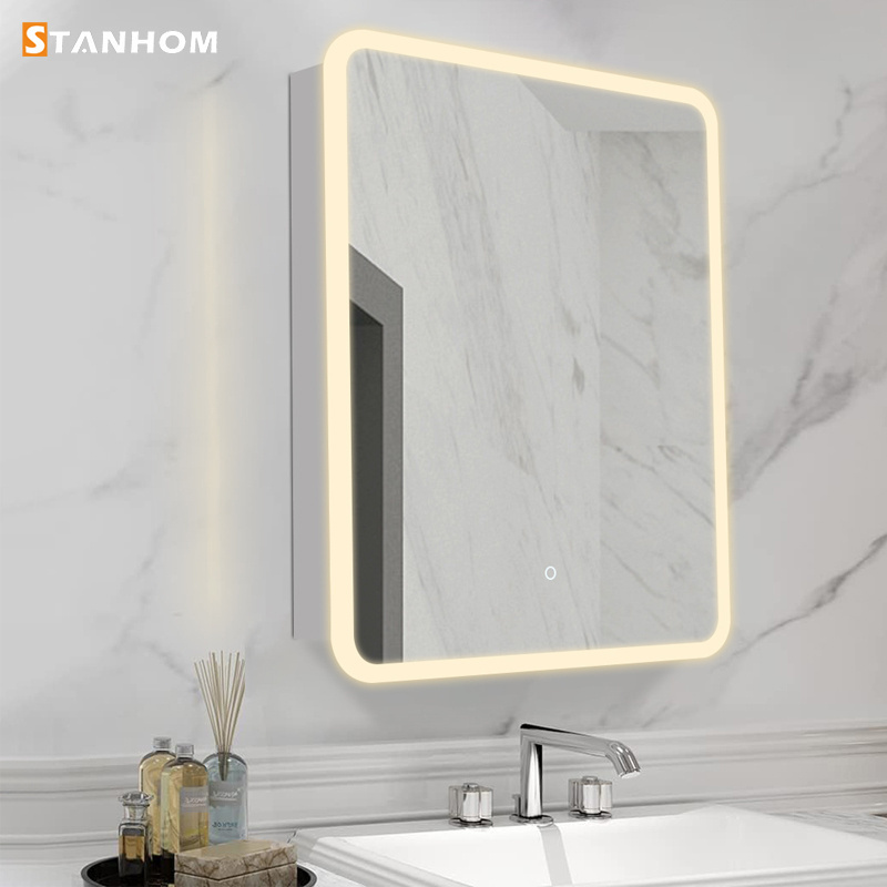 STANHOM Modern Bathroom Toilet Wall Mounted Aluminium Smart Vanity Mirror Cabinet