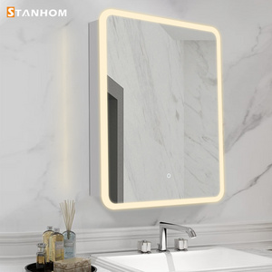 STANHOM Modern Bathroom Toilet Wall Mounted Aluminium Smart Vanity Mirror Cabinet