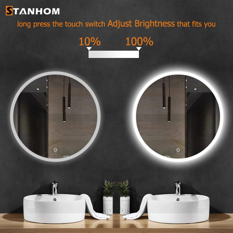 STANHOM Wall Round Bathroom Mirror with LED Light