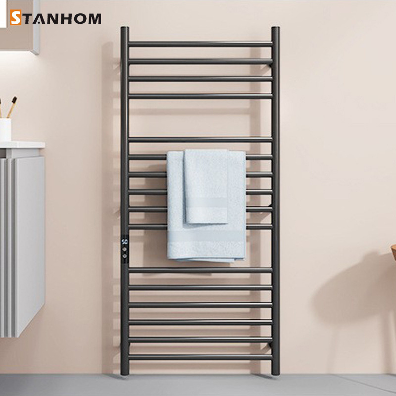 STANHOM Bathroom Stainless Steel Black Smart Electric Heated Towel Racks