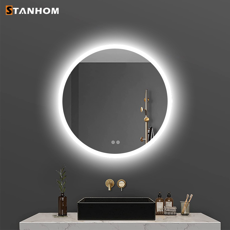 STANHOM Wall Round Bathroom Mirror with LED Light