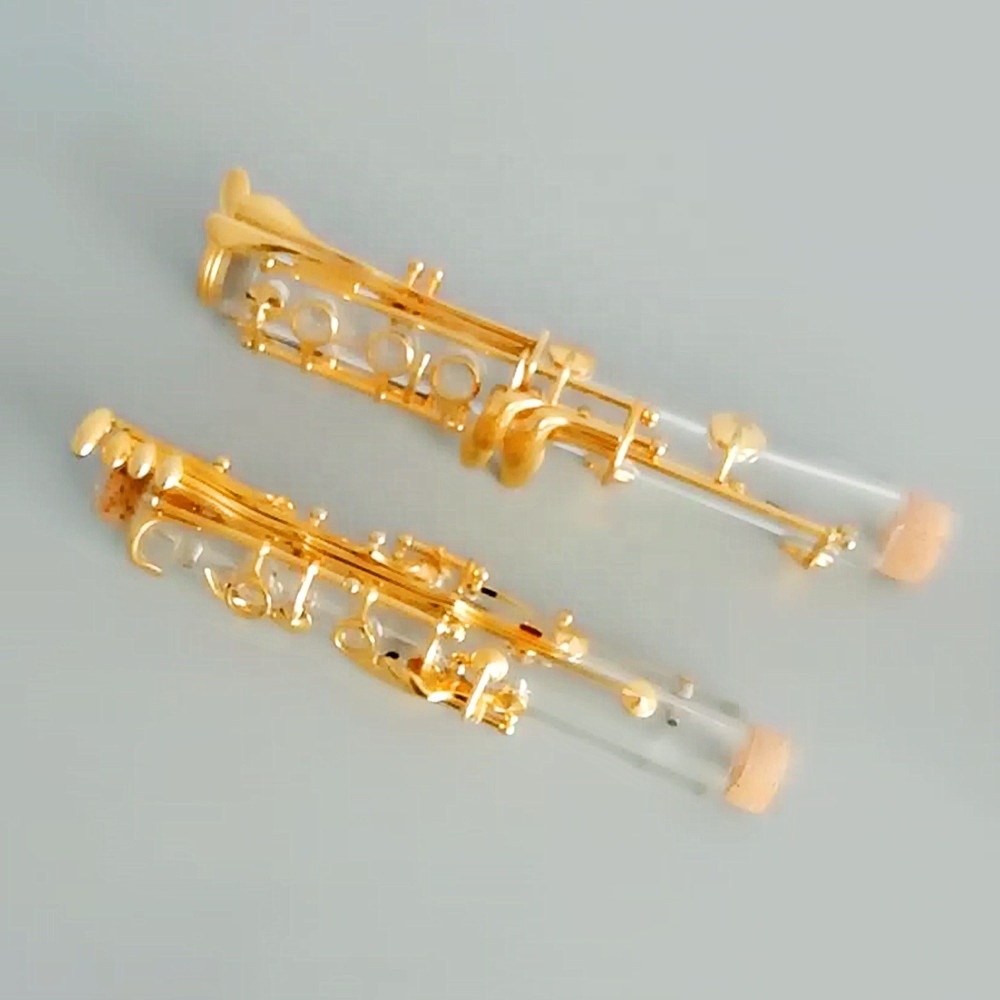 Music instrument gold plated key Bb Glass Fiber transparent clarinet