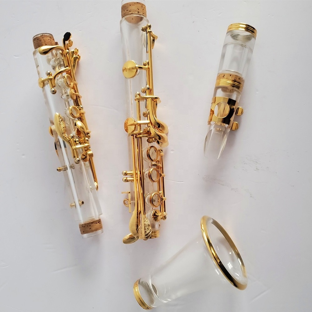 Manufacturer wholesale clarinet transparent plexiglass gold plating Bb clarinet