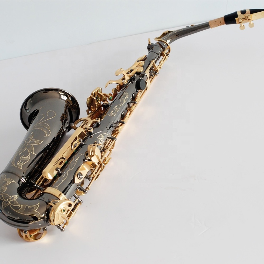 Adult Professional High Yellow Brass Material Black Plated Alto Saxophone