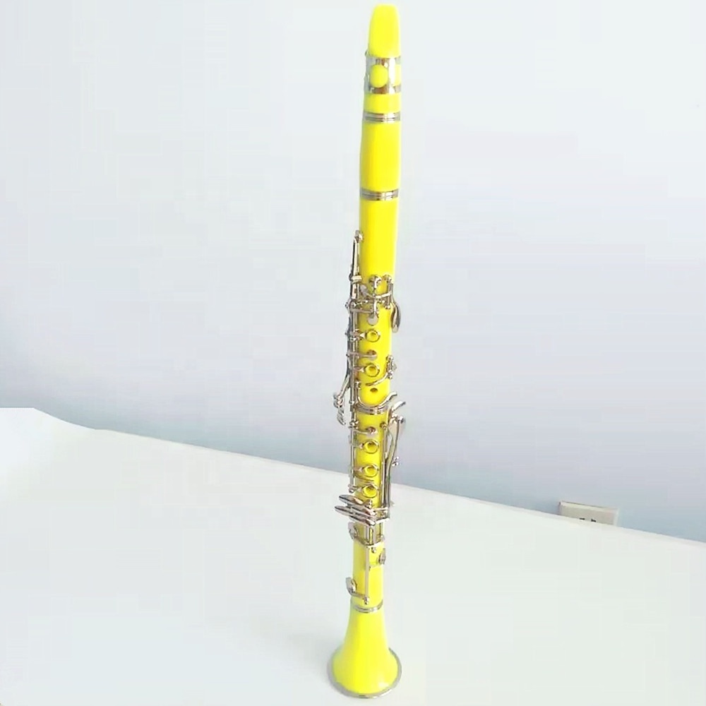 Yellow color  ABS clarinet Nickel Plated Bb17 key /quality playing Musical Instruments