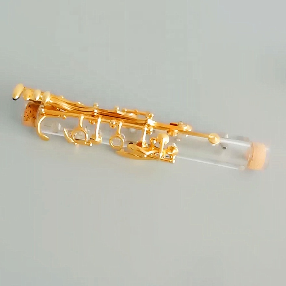 Music instrument gold plated key Bb Glass Fiber transparent clarinet