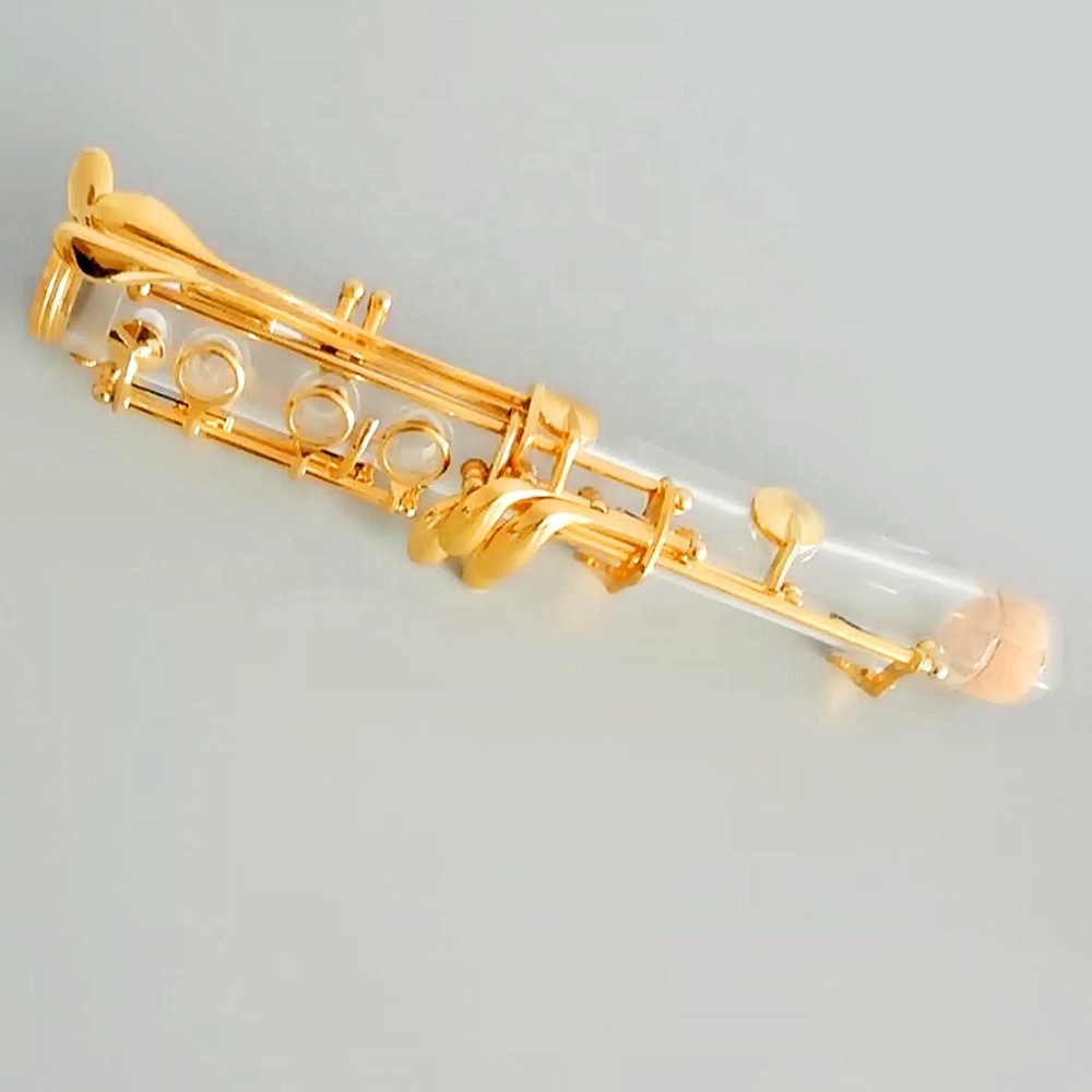 Music instrument gold plated key Bb Glass Fiber transparent clarinet