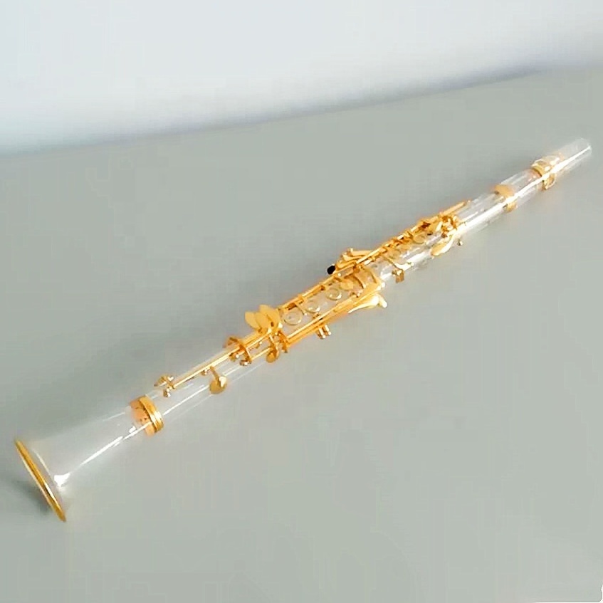 Music instrument gold plated key Bb Glass Fiber transparent clarinet