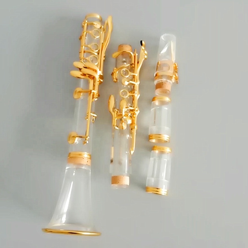 High quality acrylic transparent clarinet 17 keys Bb gold plated/stage performance wind instruments