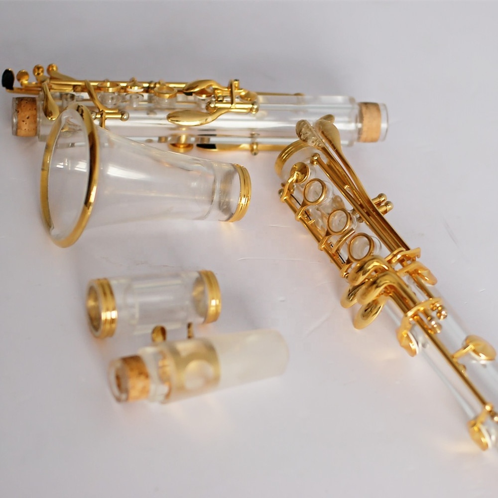 Manufacturer wholesale clarinet transparent plexiglass gold plating Bb clarinet