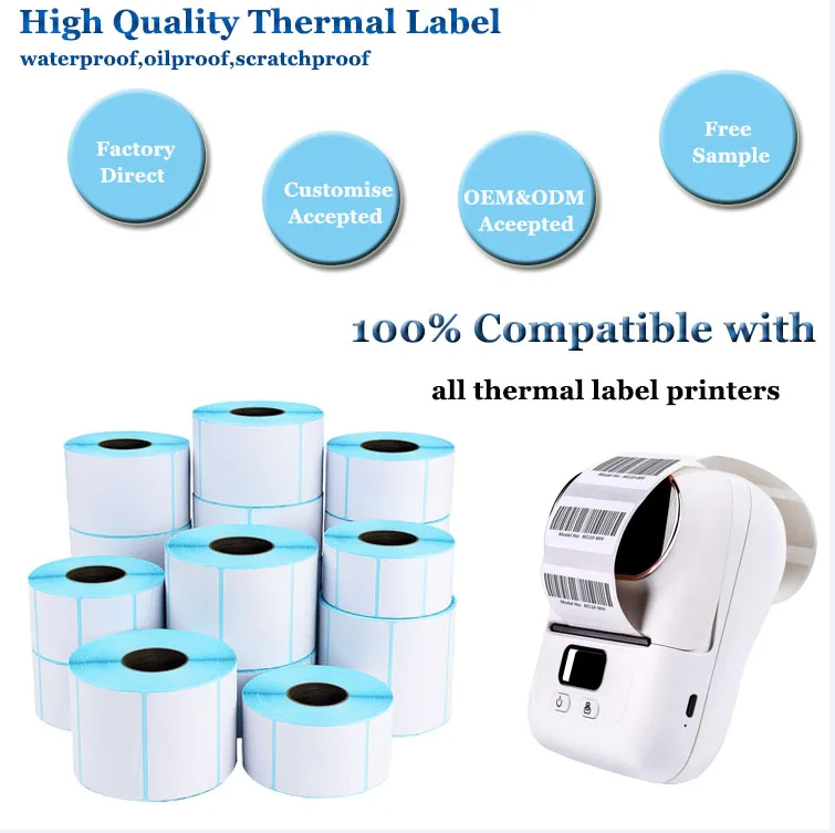 Custom Adhesive Shipping Ocean zebra  Barcode Paper Label Printer Thermal Sticker Label 40*30mm