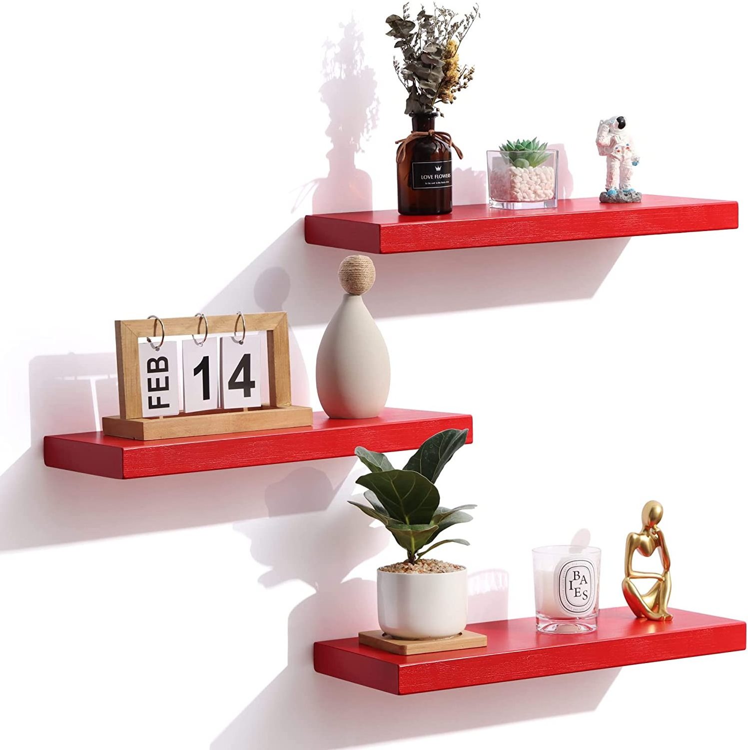 Good Quality Float Wall Bamboo Square Shoe Display Shelf Floating Shelves With Wire Storage Basket