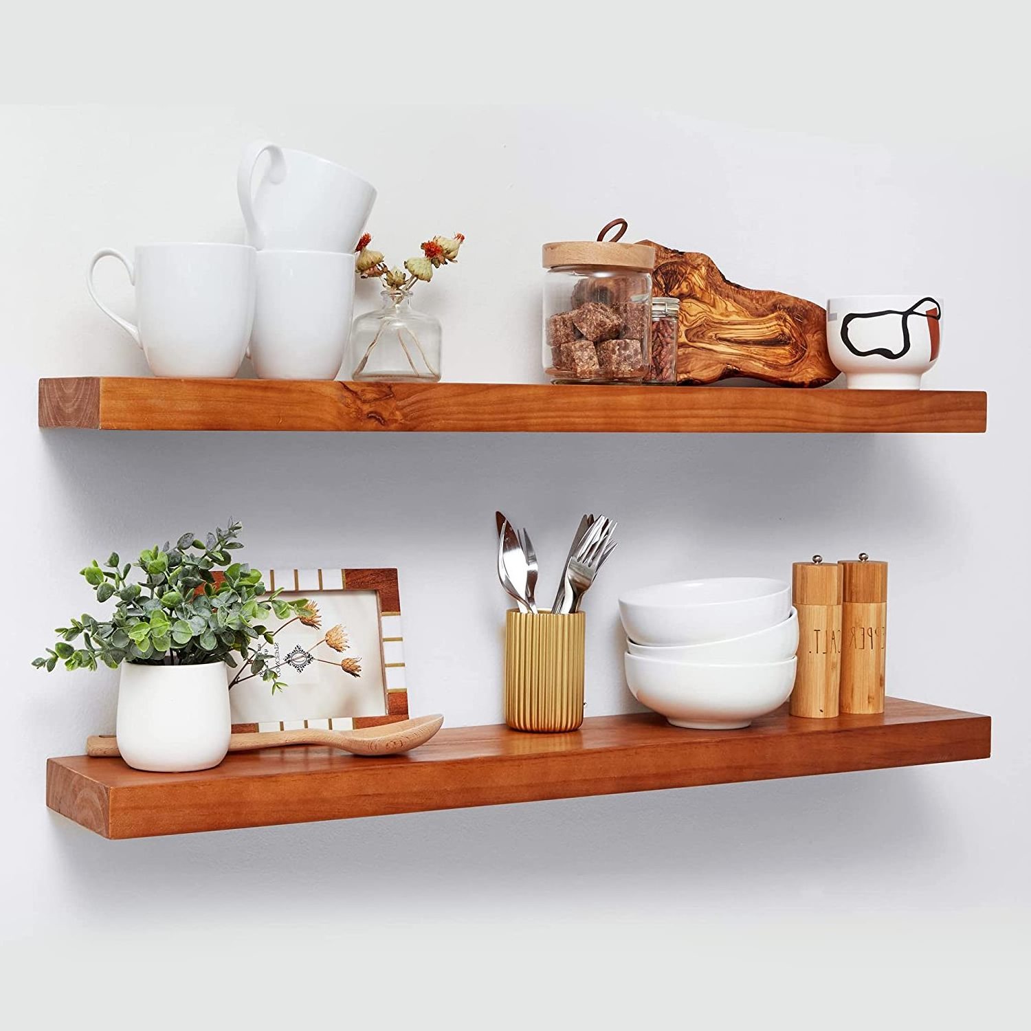 Good Quality Float Wall Bamboo Square Shoe Display Shelf Floating Shelves With Wire Storage Basket