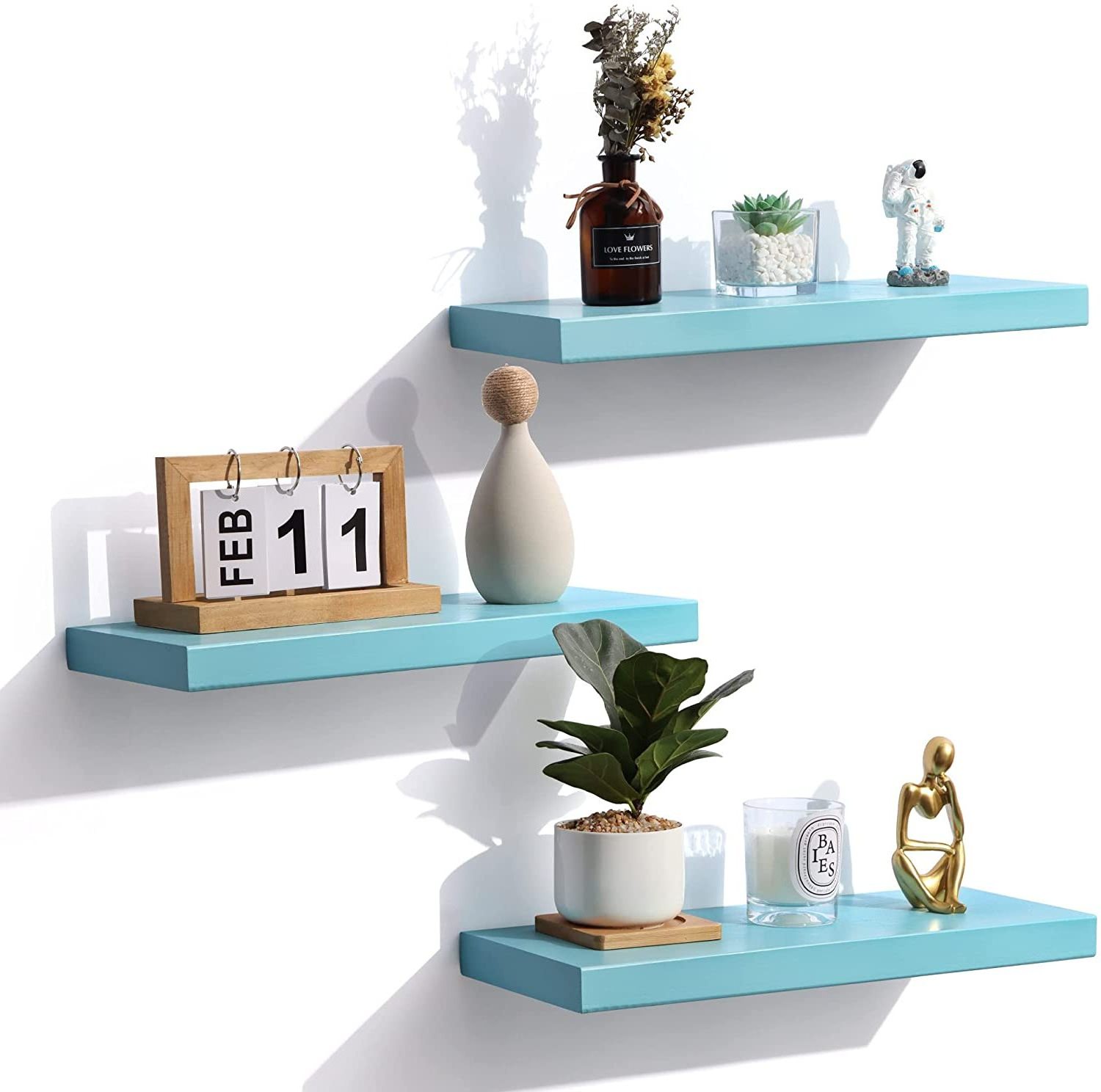 Good Quality Float Wall Bamboo Square Shoe Display Shelf Floating Shelves With Wire Storage Basket