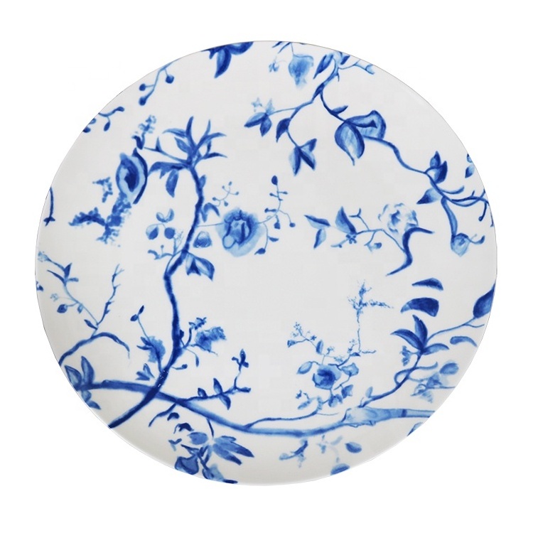 10.5 Inch Wholesale Plato's Nordic Dinner Lobster Plates Dish Ceramic Blue And White Plate