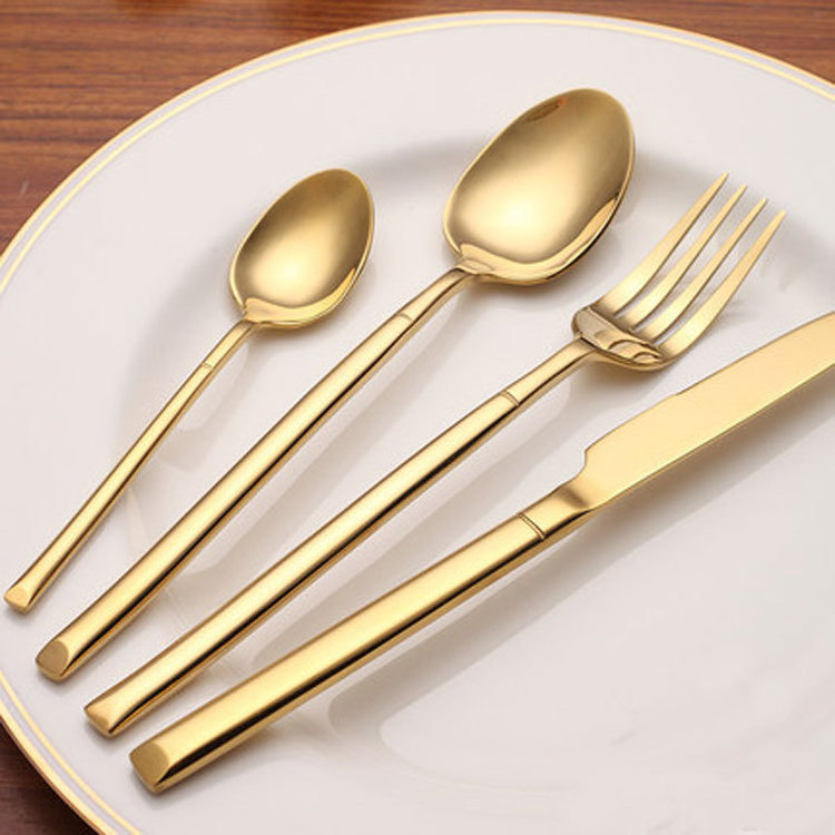 Hot Sale Nordic Gold High Quality 304 Stainless Steel Thicken Cutlery Set Western Knife Fork Spoon For Cutlery Hotel