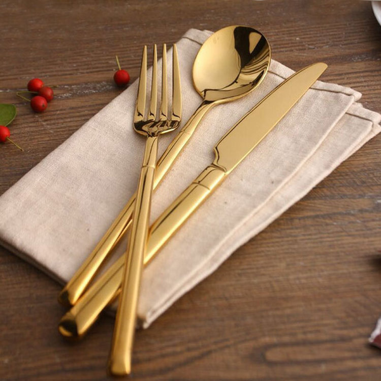 Hot Sale Nordic Gold High Quality 304 Stainless Steel Thicken Cutlery Set Western Knife Fork Spoon For Cutlery Hotel